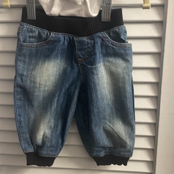 Amy Coe Distressed Punk Rocker Onesie & Jeans. Size 3-6M. EUC - Picture 3 of 7